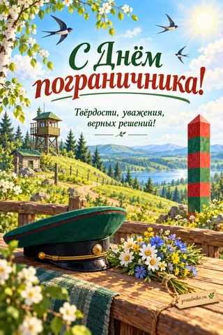 Открытка «День пограничника»: С Днём пограничника!
Твёрдости, уважения, верных решений!