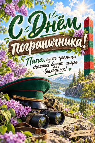 Открытка «День пограничника» — папе: С Днём пограничника!
Папа, пусть границы счастья будут шире выходных!