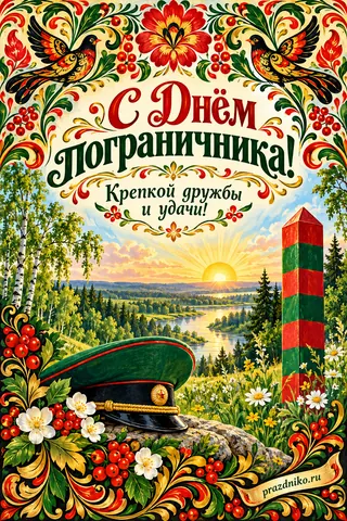 Открытка «День пограничника»: С Днём пограничника!
Крепкой дружбы и удачи!