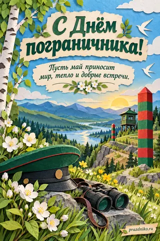 Открытка «День пограничника»: С Днём пограничника!
Пусть май приносит мир, тепло и добрые встречи.