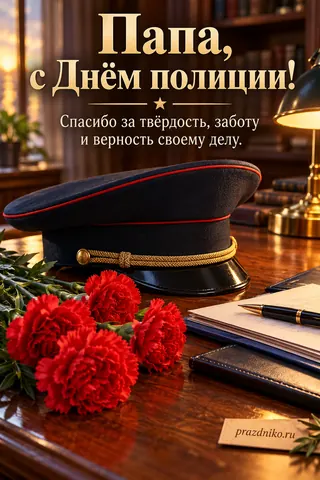 Открытка «День сотрудника органов внутренних дел» — папе: Папа, с Днём полиции!
Спасибо за твёрдость, заботу и верность своему делу.
prazdniko.ru