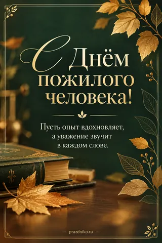 Открытка «День пожилых людей»: С Днём пожилого человека!
Пусть опыт вдохновляет, а уважение звучит в каждом слове.
prazdniko.ru