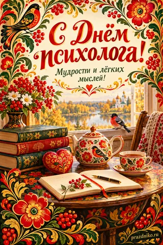 Открытка «День психолога»: С Днём психолога!
Мудрости и лёгких мыслей!
prazdniko.ru