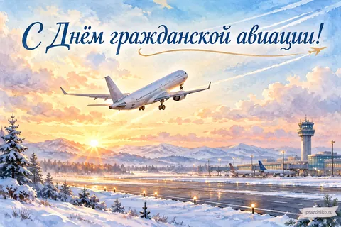 Открытка «День работника гражданской авиации»: С Днём гражданской авиации!