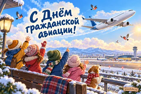 Открытка «День работника гражданской авиации»: С Днём гражданской авиации!
