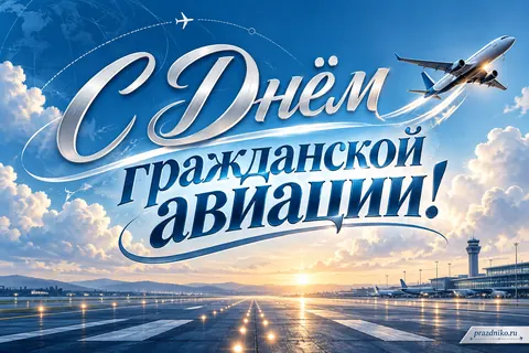 Открытка «День работника гражданской авиации»: С Днём гражданской авиации!