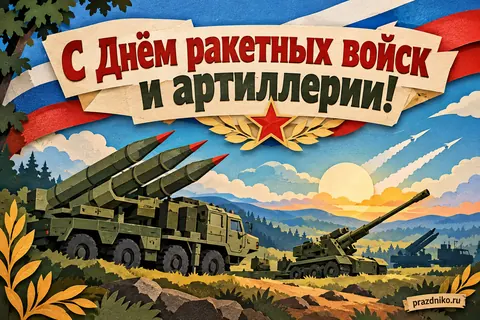 Открытка «День Ракетных войск и артиллерии»: С Днём ракетных войск и артиллерии!