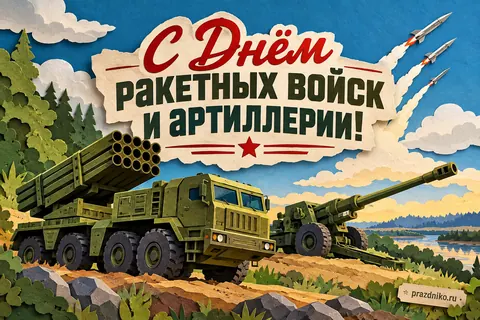 Открытка «День Ракетных войск и артиллерии»: С Днём ракетных войск и артиллерии!