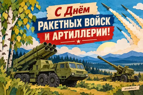 Открытка «День Ракетных войск и артиллерии»: С Днём ракетных войск и артиллерии!