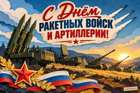 Открытка «День Ракетных войск и артиллерии»: С Днём ракетных войск и артиллерии!