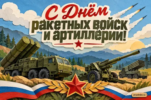 Открытка «День Ракетных войск и артиллерии»: С Днём ракетных войск и артиллерии!