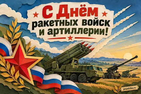 Открытка «День Ракетных войск и артиллерии»: С Днём ракетных войск и артиллерии!