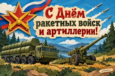 Открытка «День Ракетных войск и артиллерии»: С Днём ракетных войск и артиллерии!