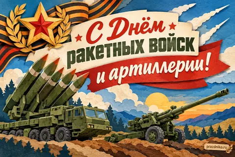Открытка «День Ракетных войск и артиллерии»: С Днём ракетных войск и артиллерии!