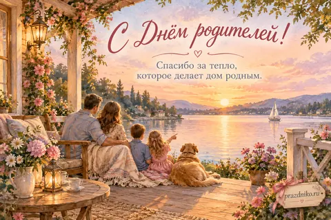 Открытка «День родителей» — родителям: С Днём родителей!
Спасибо за тепло, которое делает дом родным.