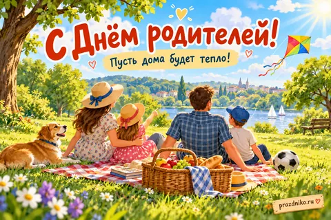 Открытка «День родителей» — родителям: С Днём родителей!
Пусть дома будет тепло!