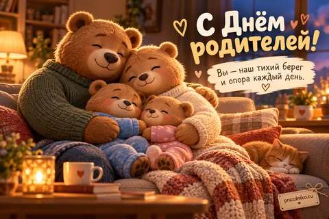 Открытка «День родителей» — родителям: С Днём родителей!
Вы — наш тихий берег и опора каждый день.
