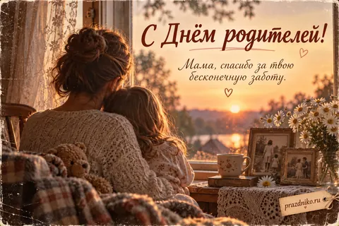 Открытка «День родителей» — маме: С Днём родителей!
Мама, спасибо за твою бесконечную заботу.