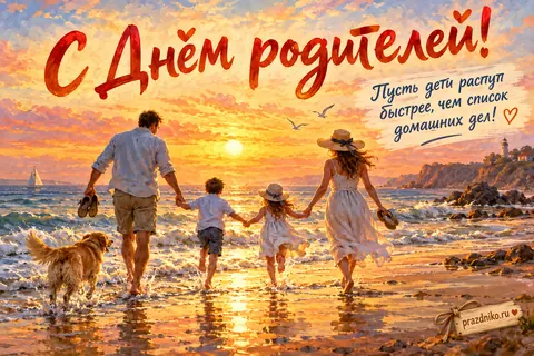 Открытка «День родителей» — родителям: С Днём родителей!
Пусть дети распуп быстрее, чем список домашних дел!