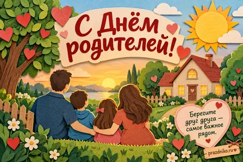 Открытка «День родителей» — родителям: С Днём родителей!
Берегите друг друга — самое важное рядом.