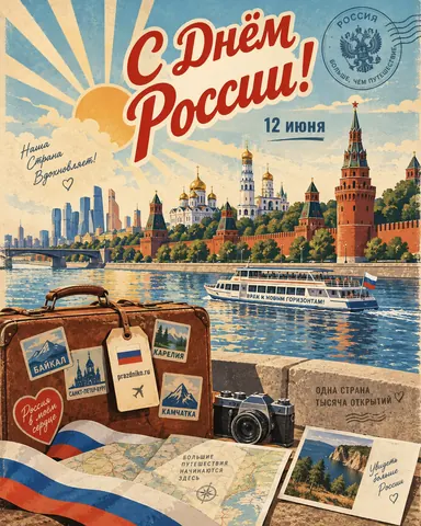 Открытка: День России
