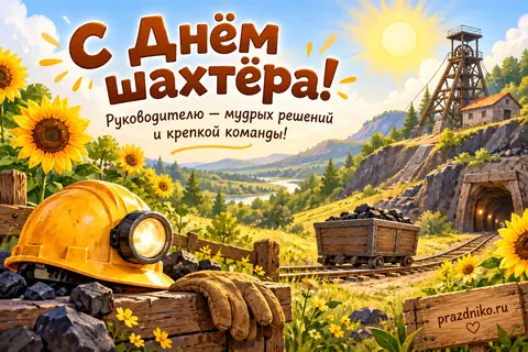 Открытка «День шахтёра» — руководителю: С Днём шахтёра!
Руководителю — мудрых решений
и крепкой команды!