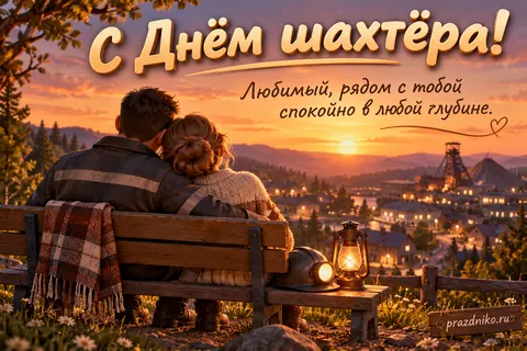 Открытка «День шахтёра» — любимому: С Днём шахтёра!
Любимый, рядом с тобой
спокойно в любой глубине.