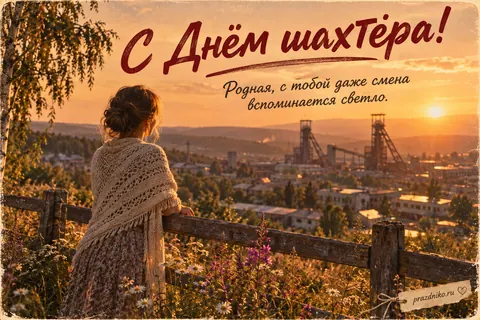 Открытка «День шахтёра» — любимой: С Днём шахтёра!
Родная, с тобой даже смена
вспоминается светло.