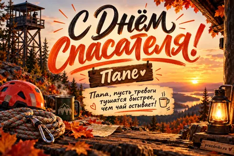 Открытка «День спасателя» — папе: С Днём спасателя!
Папе
Папа, пусть тревоги тушатся быстрее, чем чай остывает!
prazdniko.ru