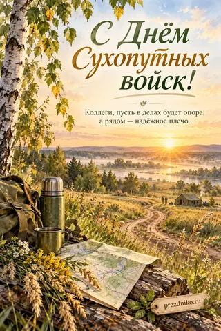 Открытка «День Сухопутных войск» — коллегам: С Днём Сухопутных войск!
Коллеги, пусть в делах будет опора, а рядом — надёжное плечо.