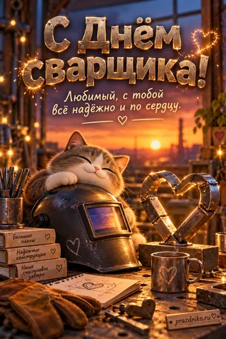 Открытка «День сварщика» — любимому: С Днём сварщика!
Любимый, с тобой всё надёжно и по сердцу.