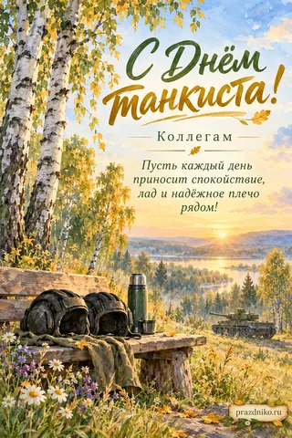 Открытка «День танкиста» — коллегам: С Днём танкиста!
Коллегам
Пусть каждый день приносит спокойствие, лад и надёжное плечо рядом!
prazdniko.ru