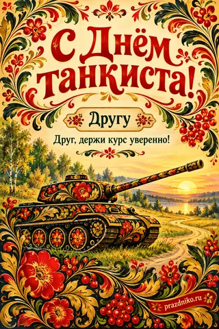 Открытка «День танкиста» — другу: С Днём танкиста!
Другу
Друг, держи курс уверенно!
prazdniko.ru