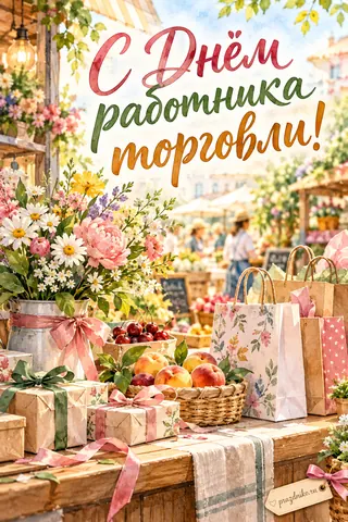 Открытка «День работника торговли»: С Днём работника
торговли!