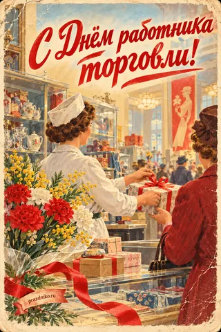 Открытка «День работника торговли»: С Днём работника
торговли!