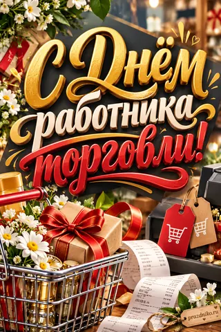Открытка «День работника торговли»: С Днём
работника
торговли!