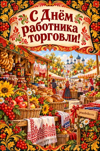 Открытка «День работника торговли»: С Днём
работника
торговли!