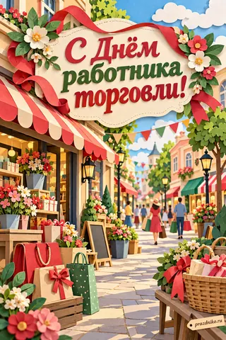 Открытка «День работника торговли»: С Днём
работника
торговли!