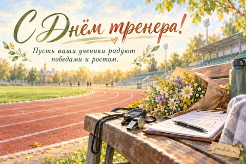 Открытка «День тренера»: С Днём тренера!
Пусть ваши ученики радуют победами и ростом.