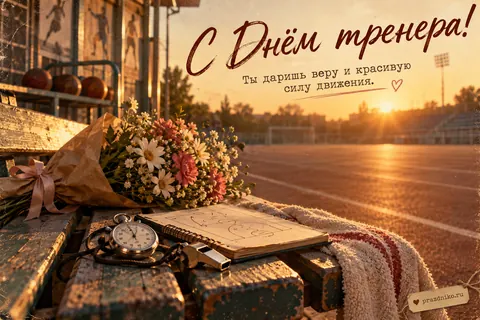 Открытка «День тренера»: С Днём тренера!
Ты даришь веру и красивую силу движения.