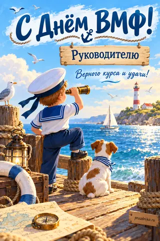 Открытка «День Военно-Морского Флота» — руководителю: С Днём ВМФ!
Руководителю
Верного курса и удачи!