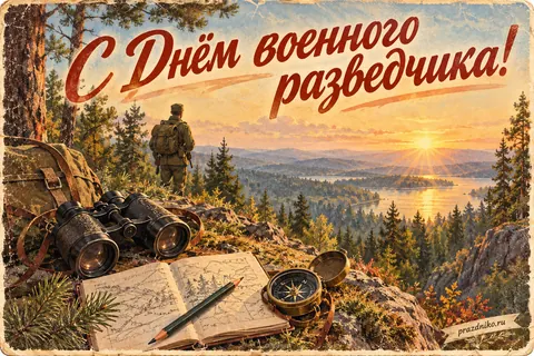 Открытка «День военного разведчика»: С Днём военного
разведчика!