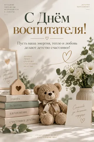 Открытка: День воспитателя
