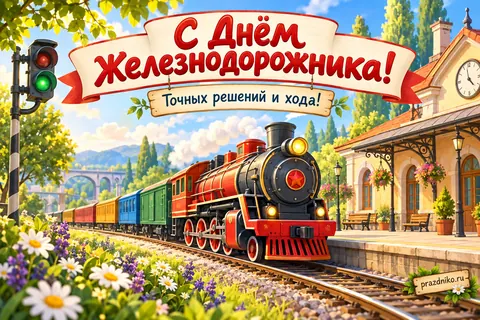 Открытка «День железнодорожника»: С Днём железнодорожника!
Точных решений и хода!