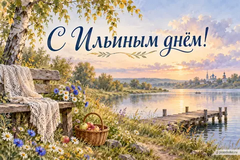 Открытка «Ильин день»: С Ильиным днём!