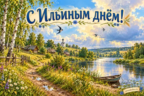 Открытка «Ильин день»: С Ильиным днём!