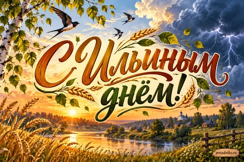 Открытка «Ильин день»: С Ильиным днём!