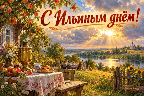 Открытка «Ильин день»: С Ильиным днём!