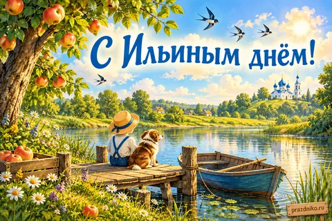 Открытка «Ильин день»: С Ильиным днём!