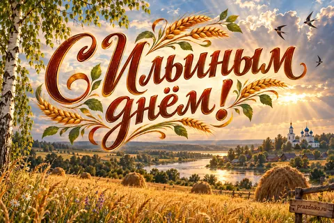 Открытка «Ильин день»: С Ильиным днём!